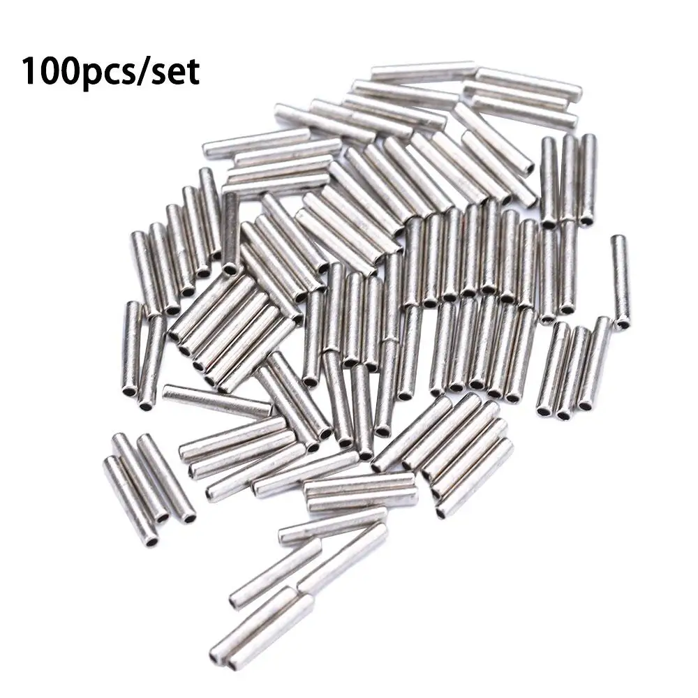 Round Stainless Steel Alloy Crimp Sleeves Connector Fishing Line Tube Tackle Tools Fishing Wire Pipe