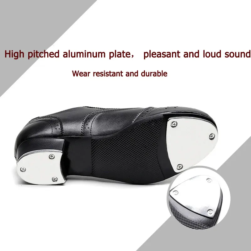 Zapatos de claqué profesionales para hombre, piel de vaca de estilo barroco, suela de aluminio, patrones exquisitos, zapatos de Jazz de cuero Retro para Danc