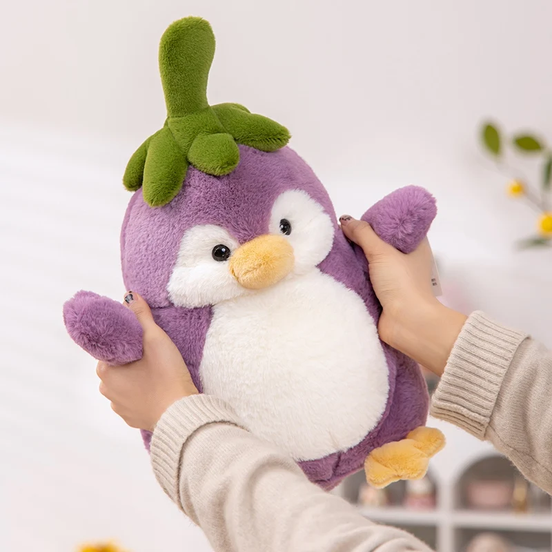 Criativo berinjela pinguim brinquedos de pelúcia dos desenhos animados animais de pelúcia planta pinguins babys apaziguar boneca para meninas presente aniversário decoração casa