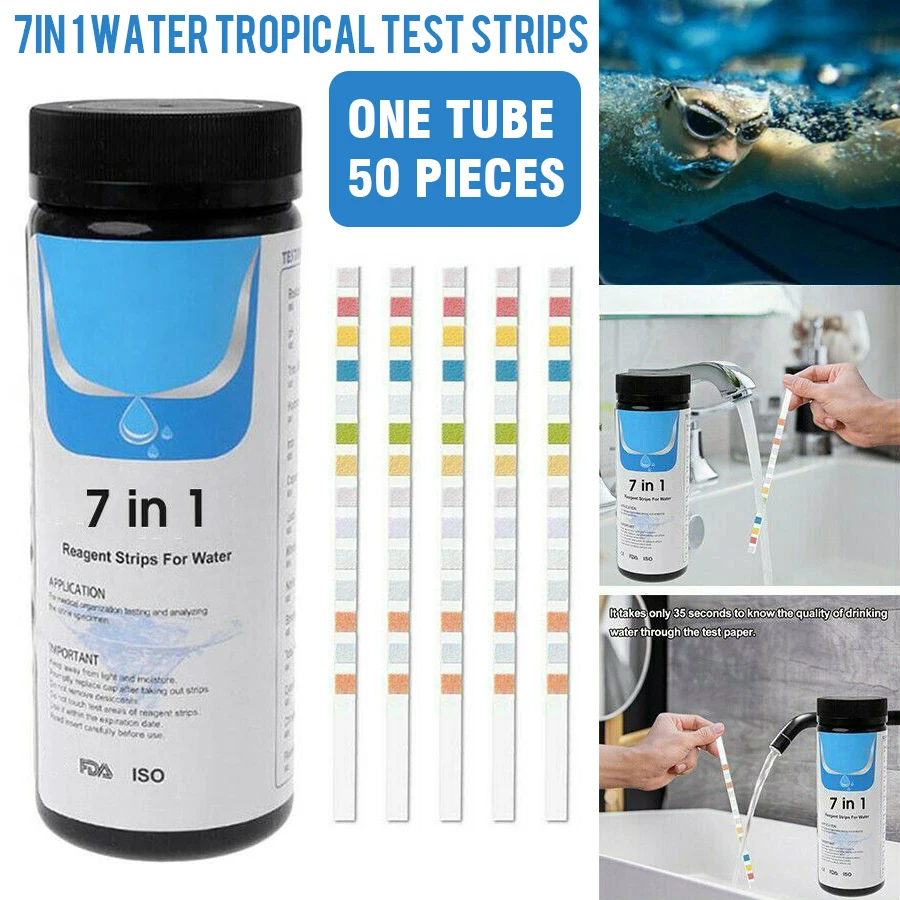 7-in-1 Aquarium Fish Tank Water Test Strips Kit Nitrite Nitrate PH Tester