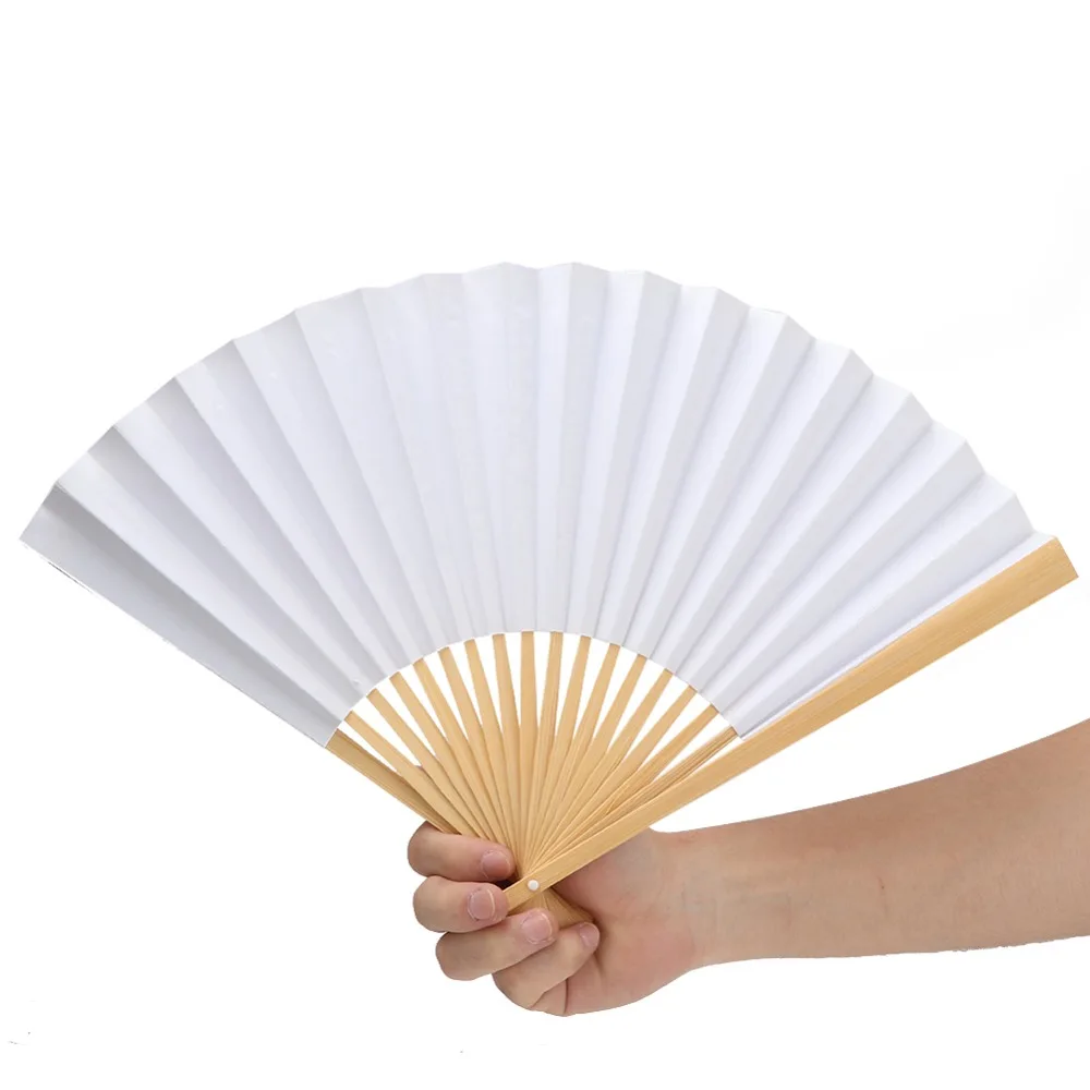 4pcs Vintage Wooden Frame Folding Hand Fans Paper Material Lightweight Handheld Folding Fans DIY Craft Fans Decorative Hand Fans