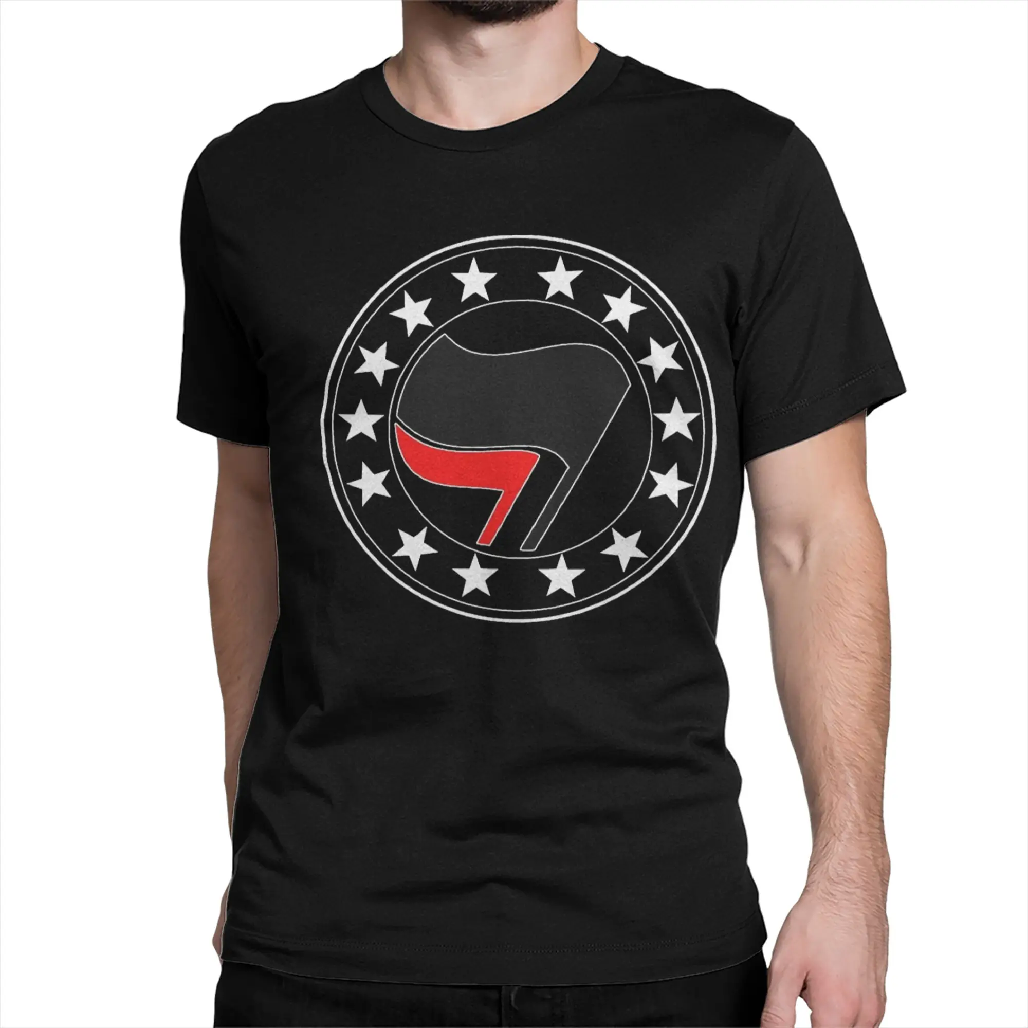Men Women's Anti Fascist  Antifa Stars  T Shirt  Pure Cotton Clothing Vintage Short Sleeve Crew Neck Tee Shirt Printed T-Shirts