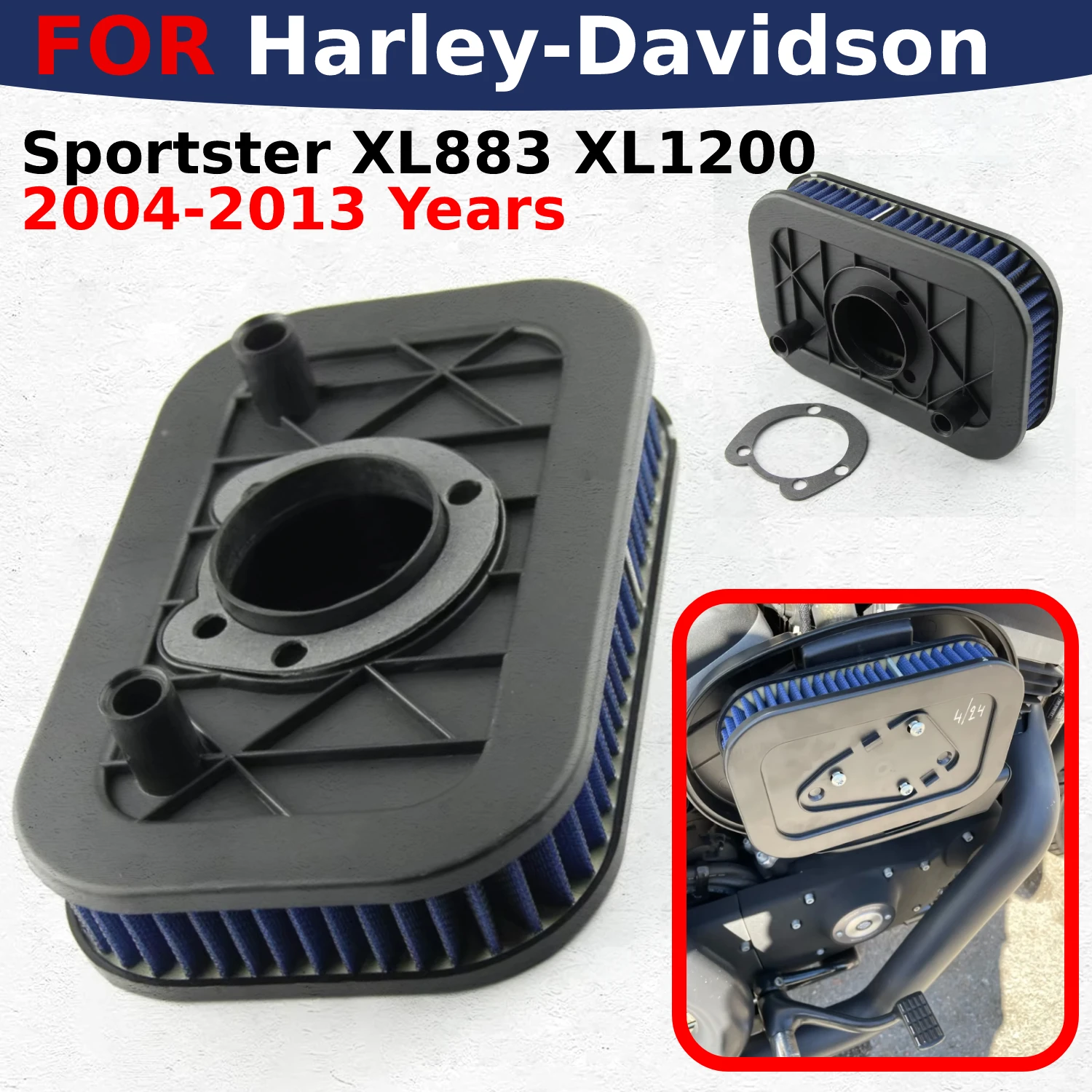 

Motorcycle Air Filter Cleaner For Harley-Davidson Sportster XL883 XL1200 XL 883 XL 1200 2004-2013 Fuel Filter Reuseful Element