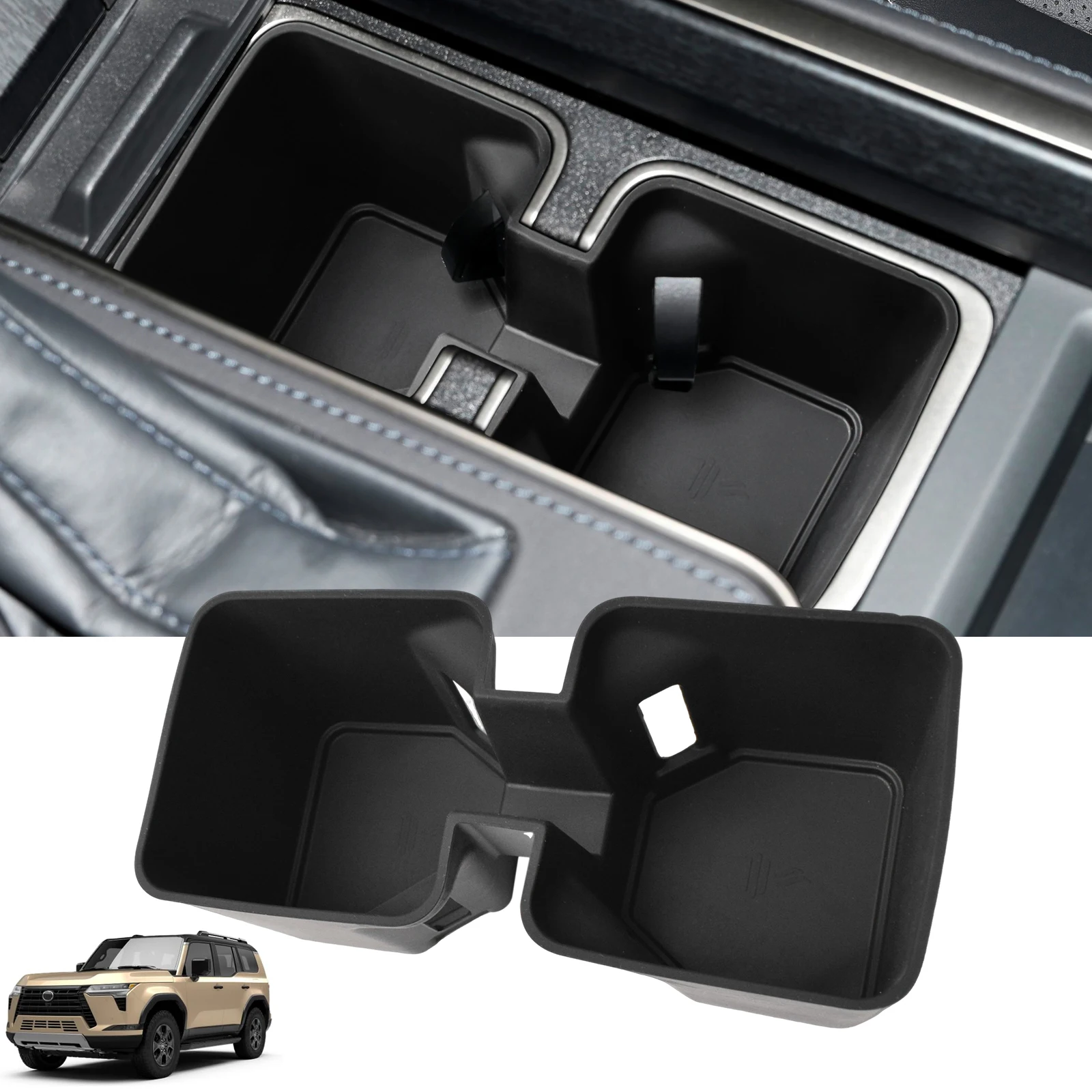 

For 2024 Lexus GX 550 Center Console Organizer Cup Holder Tray Storage Box Armrest Car Water Holder Silicone Insert Accessories