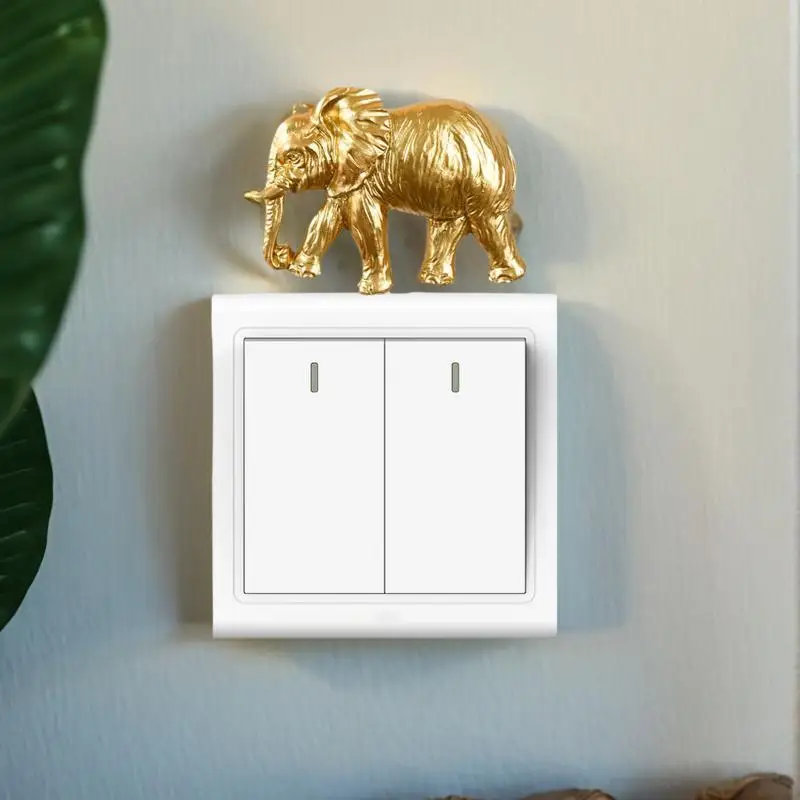Resin Golden Animal Switch Cover Creative Elephant Lion Head Design Modern Wall Decor for Living Room Bedroom Home Ornament
