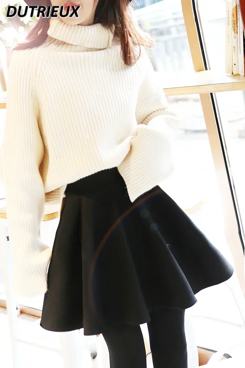 Space Cotton Tutu Skirt Autumn Winter New High-waisted A-shaped Skirts Oversize Pleated Umbrella Short Skirt for Winter Woman