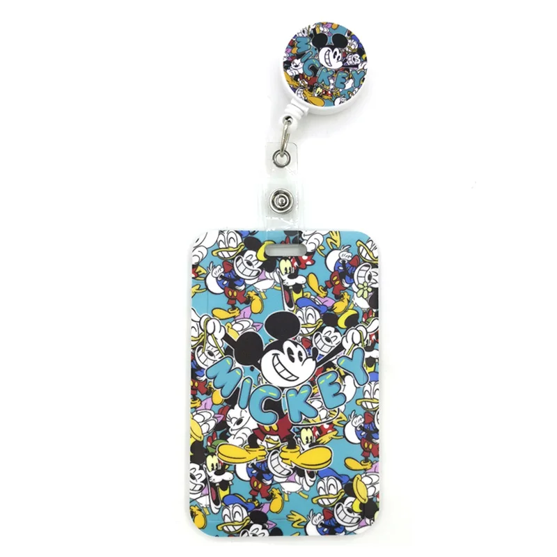 

Mickey Mouse Characters Cute Credit Card Cover Lanyard Bags Badge Reel Student Nurse Exhibition Name Badge Kids Key Ring