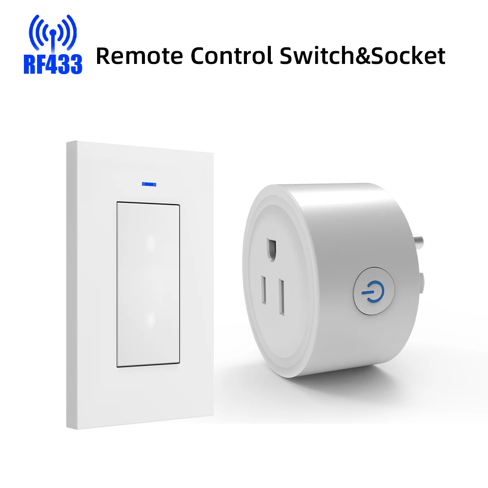 RF433 Wireless Remote Control Outlet Kit, Place the Switch Anywhere, No Wiring Required, Easily Control Hard-to-Reach Appliances