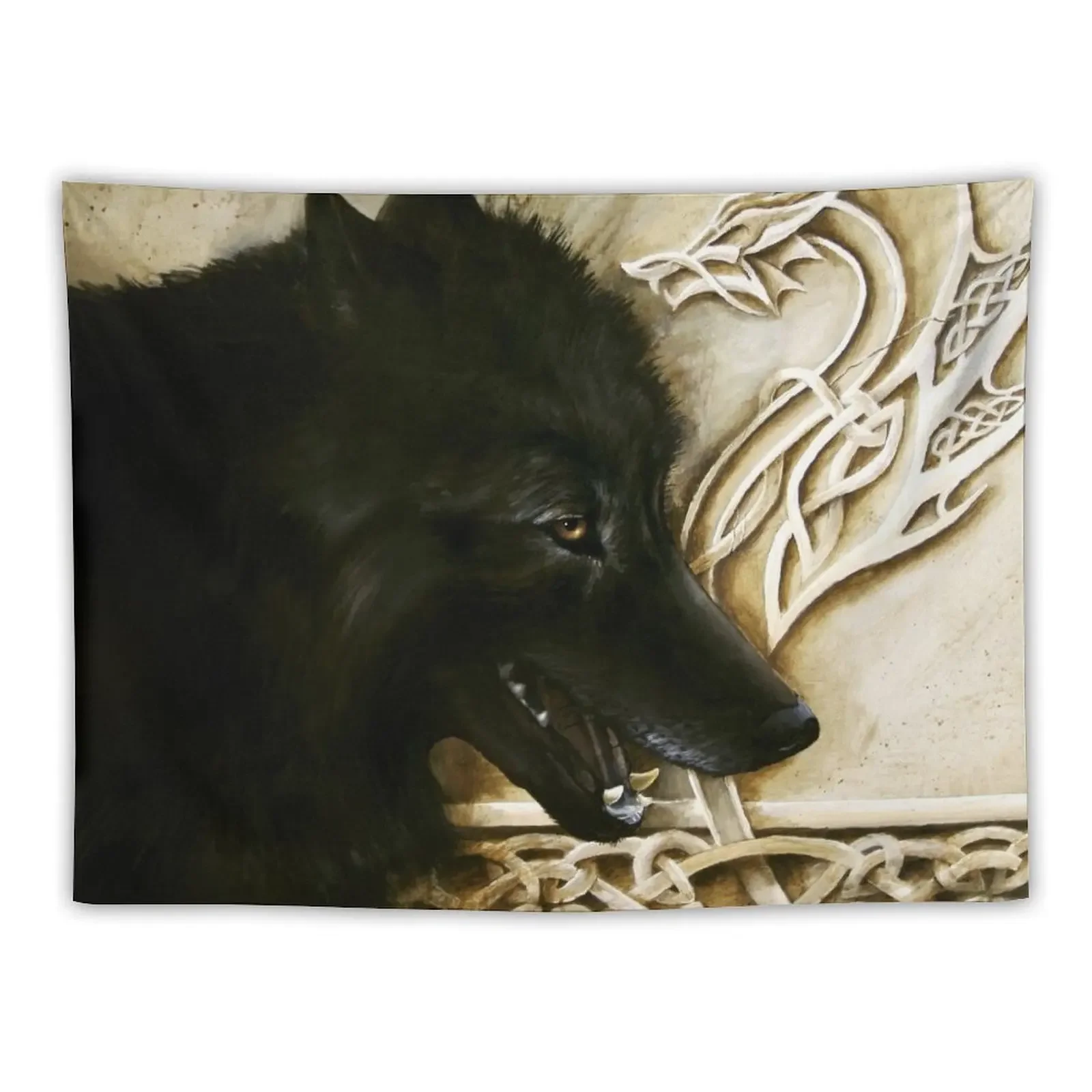 Celtic Black Wolf Tapestry Outdoor Decor Decoration Aesthetic Tapestry