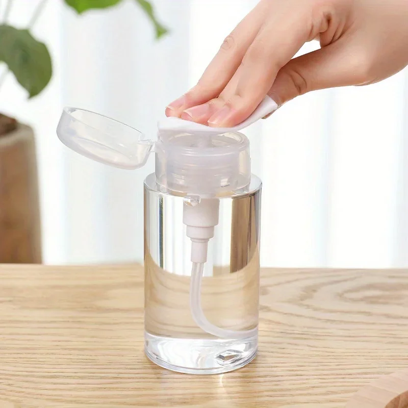 1pc Makeup Remover Bottle Press Type  Nail Washing Cleaning Liquid Kettle Large Capacity Dispensing Press Empty Bottle