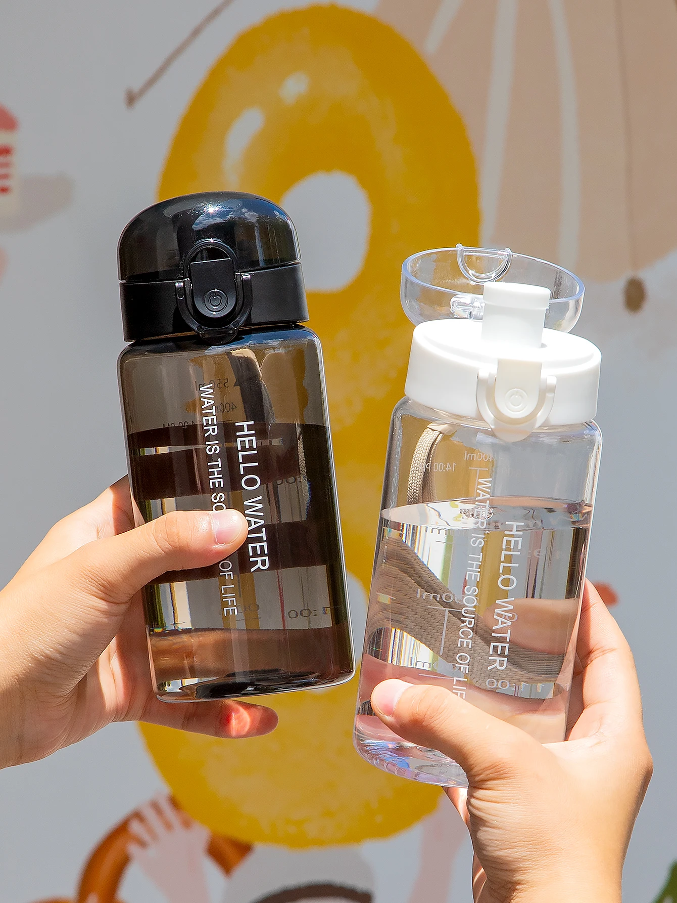 550ml/18.6oz Transparent Water Bottle With Scale Filter Plastic Water Cup Men Women Students Anti-fall Leakproof Drinking Bottle