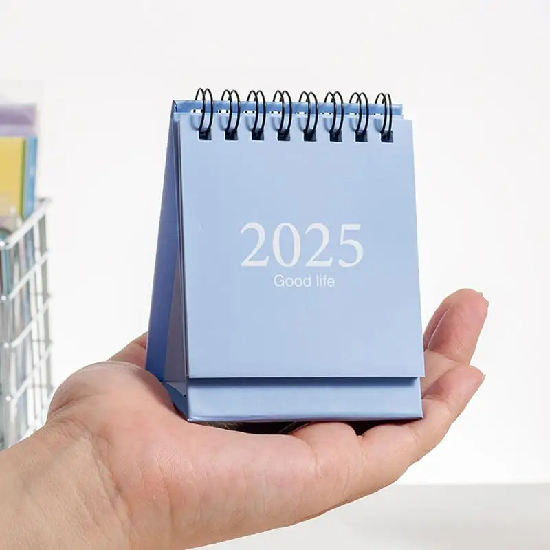 Mini calendário de mesa 2025, decoração criativa de escritório, calendário de mesa, memorando diário, planejador de aprendizagem, material de escritório