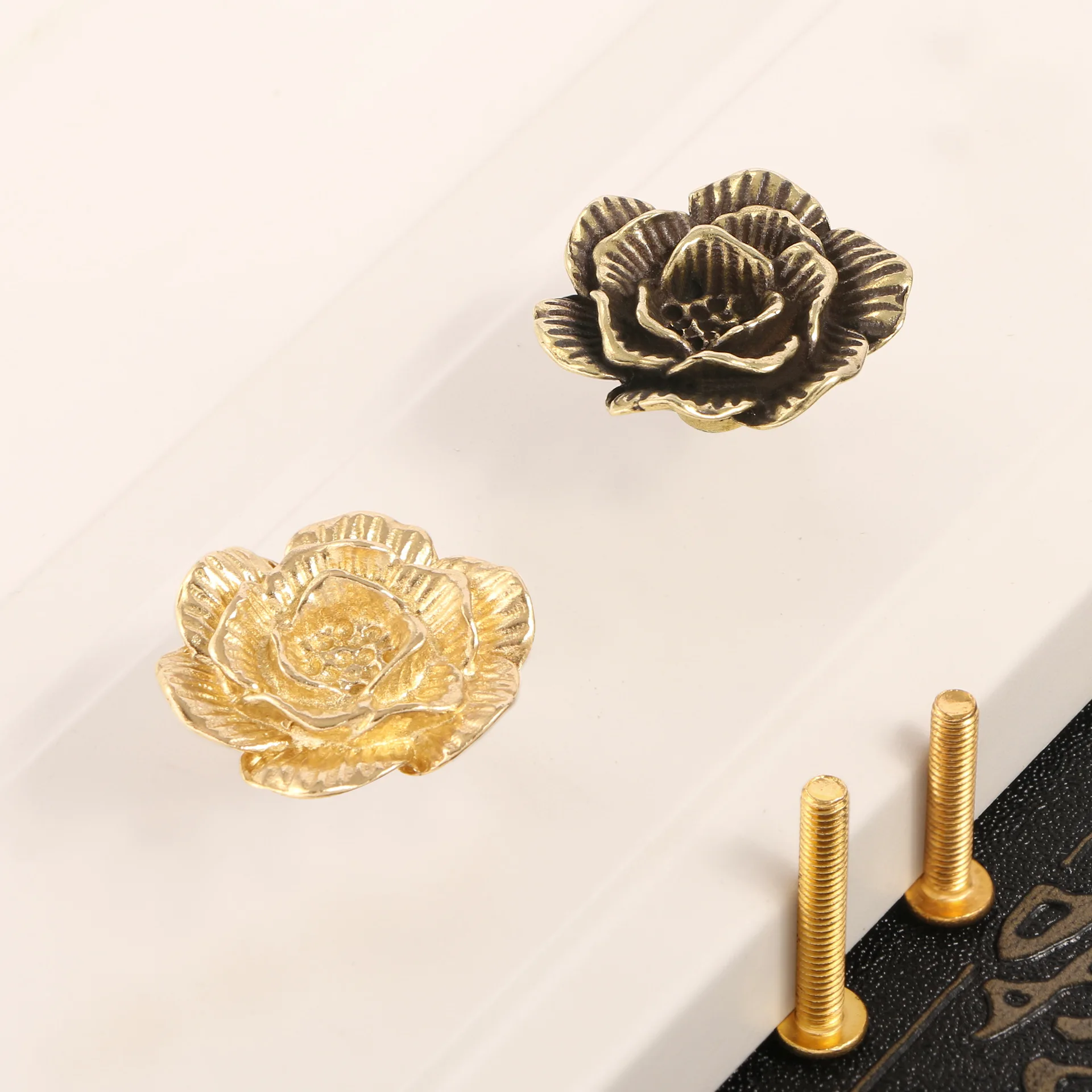 Rose brass door handle romantic creative couple bedroom cabinet door handle wardrobe copper hook
