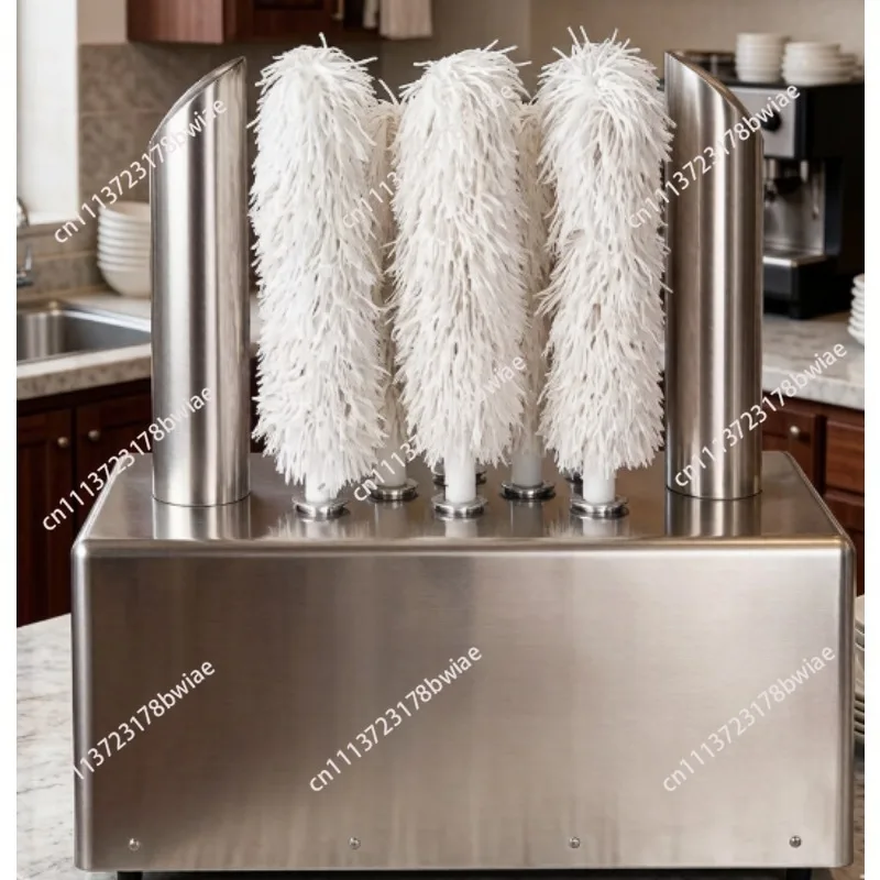 Commercial Electric 8 Head Glass Polishing Dryer, Efficient Cup & Wine Goblet Wiper Equipment for Hotel Bar and Clubhouse