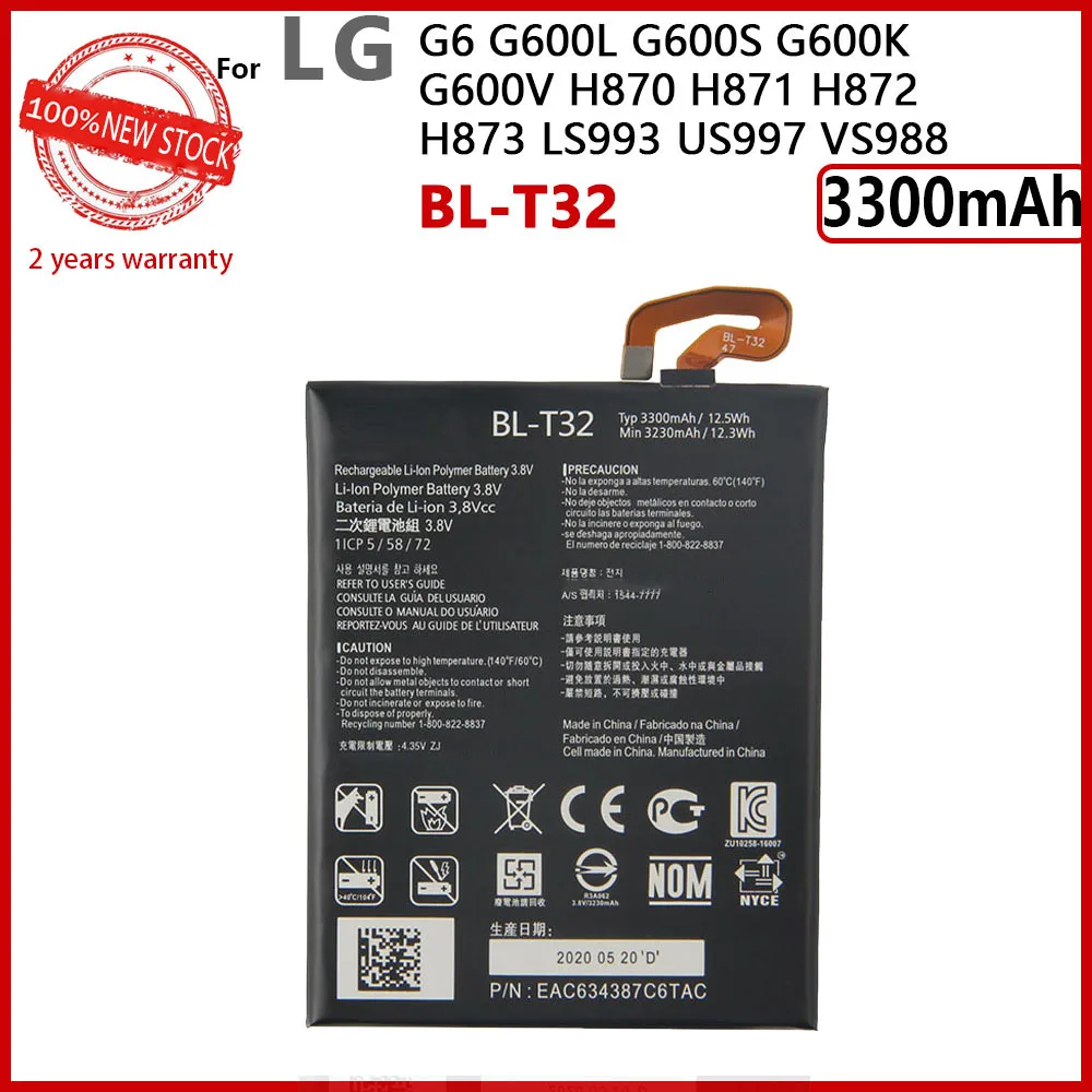 100% Original 3300mAh BL-T32 For LG G6 G600L G600S H870 H871 H872 H873 LS993 US997 VS988 Battery With Tools+Tracking number