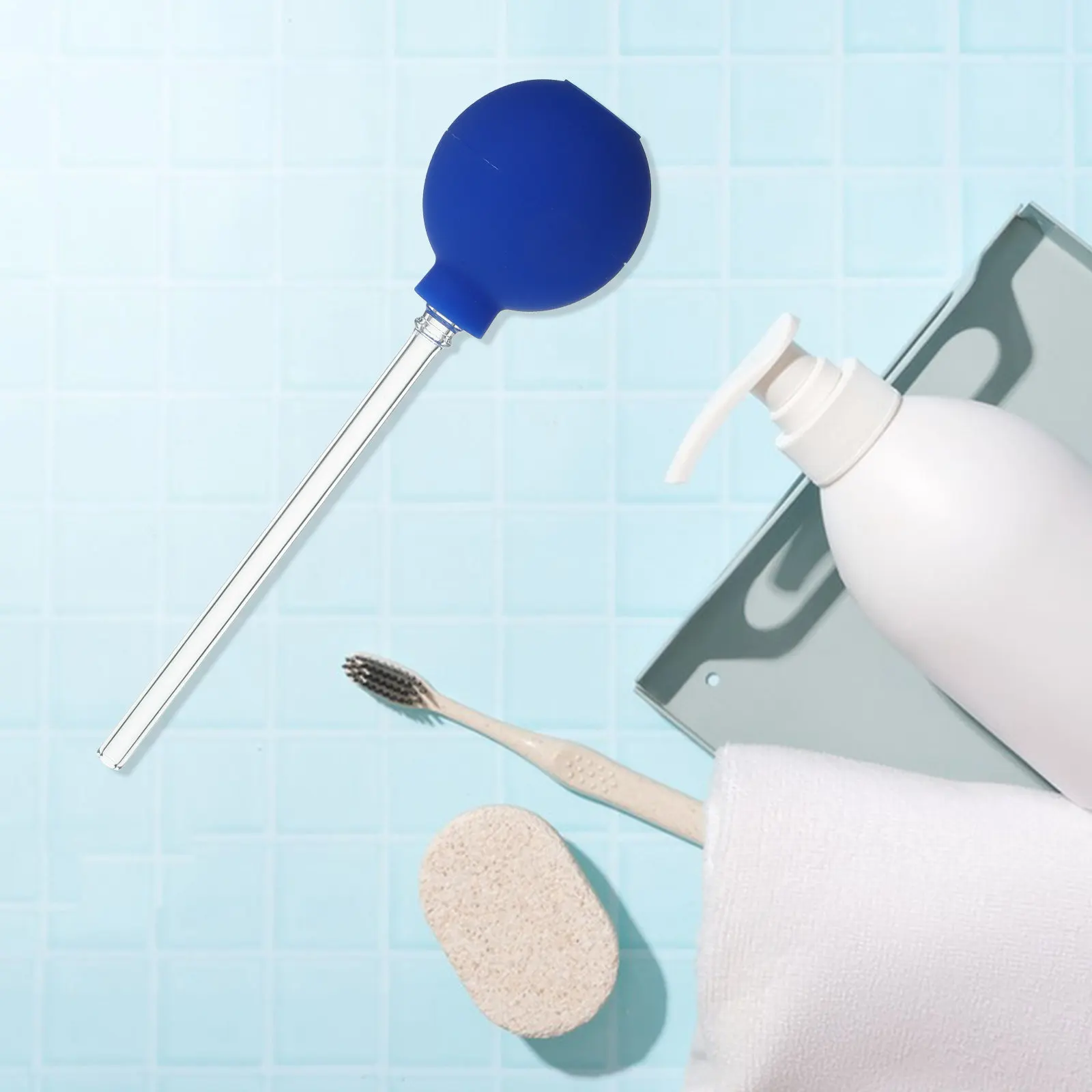1Set Oral Cleaning Tool Manual Style PVC Glass Long Tube Suction Ball Cleaner Portable Dental Irrigator Multi Functional Water