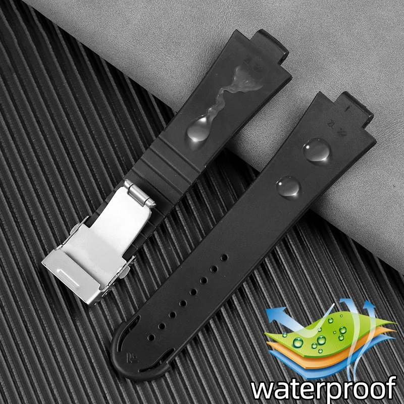 24*12mm Lug End Silicone Rubber Watchband For Oris AQUIS Watch Strap Tape Waterproof Wrist Bracelet with Folding Clasp