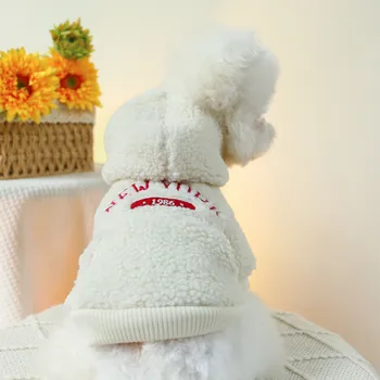 Dog Clothes Dog Cat Clothing Lamb Wool Autumn/Winter Warm New York Hoodie Pet Clothes For Medium Dogs Female Dog Accessories 3