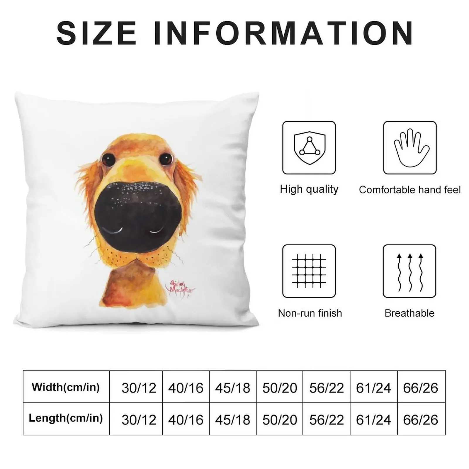 Labrador / Golden Retriever PRiNT ' NoSeY DoG RoY ' BY SHiRLeY MacARTHuR Throw Pillow Bed pillowcases pillow