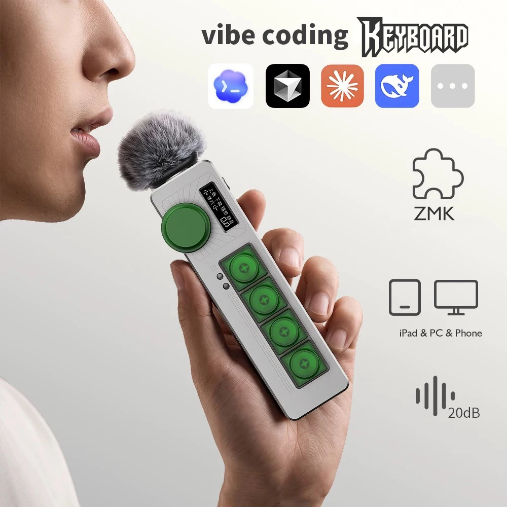 Vibe Coding Media Keypad ZMK Aluminum Vibecode Keyboard Dual‑mode Bluetooth Wired Mechanical Keyboard