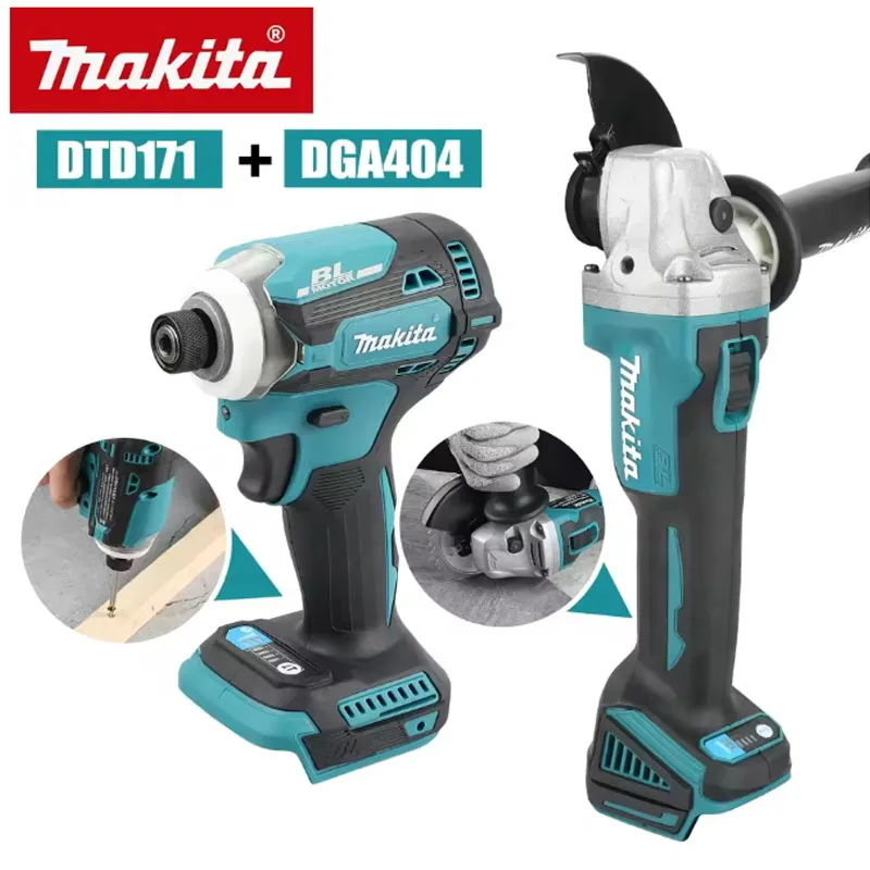 

Makita DGA404 18-volt 125mm angleless grinder and DTD173 impact drill, a universal tool set for car maintenance and DIY projects