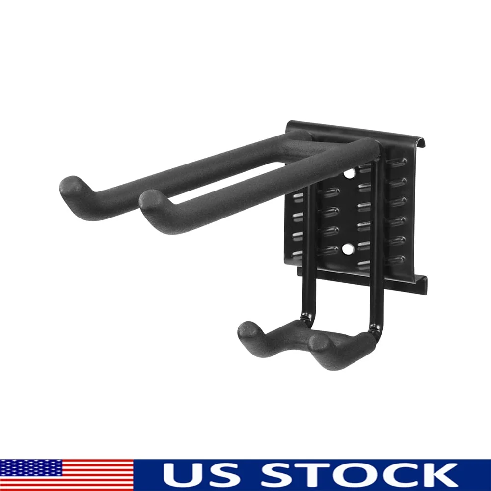 Gancio multiuso doppio per riporre il garage in acciaio resistente con impugnatura in gomma per appendere utensili elettrici e attrezzi da giardino può contenere fino a 55 libbre