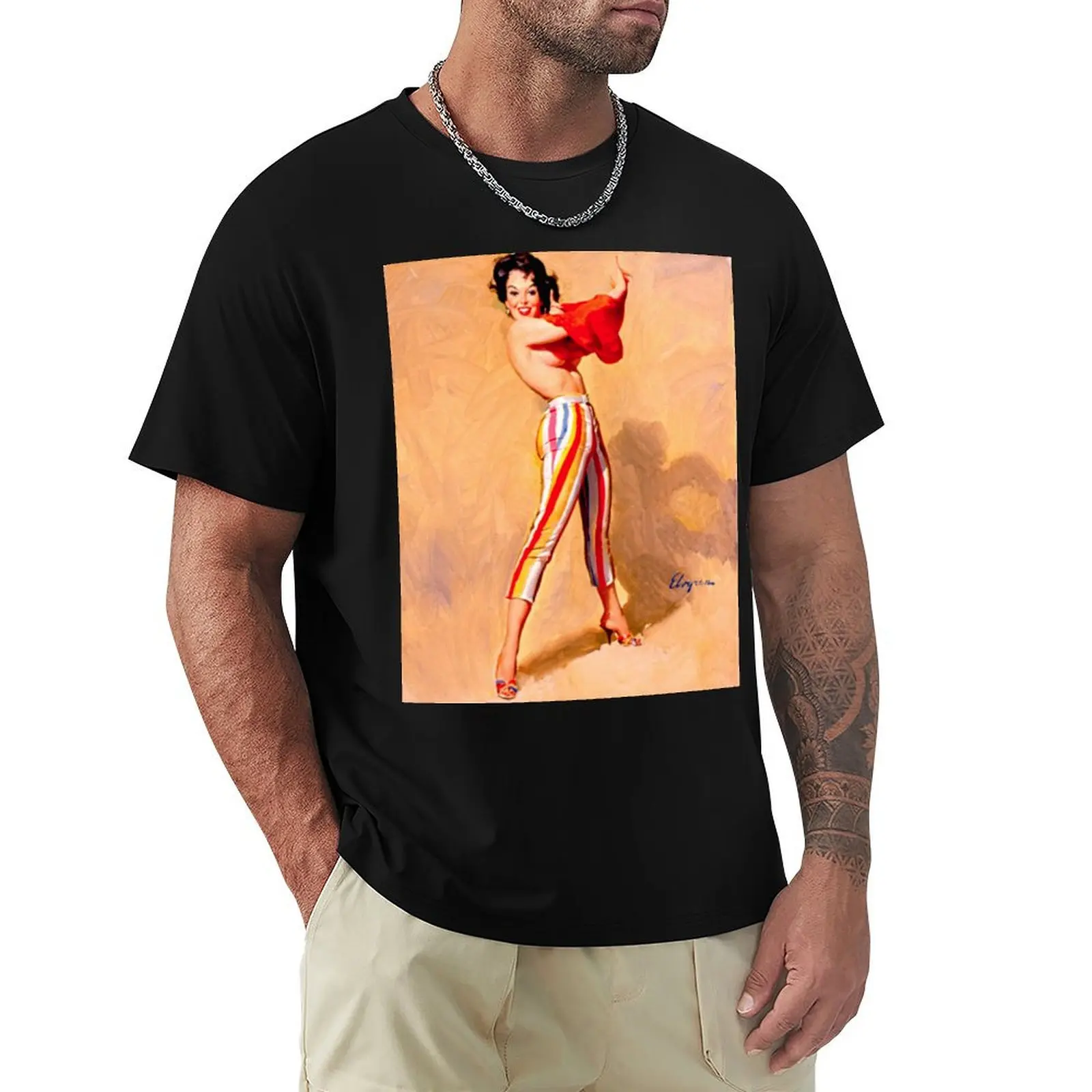 Gil Elvgren Appreciation T-Shirt Basic Casual Short Sleeve Cotton Shirt
