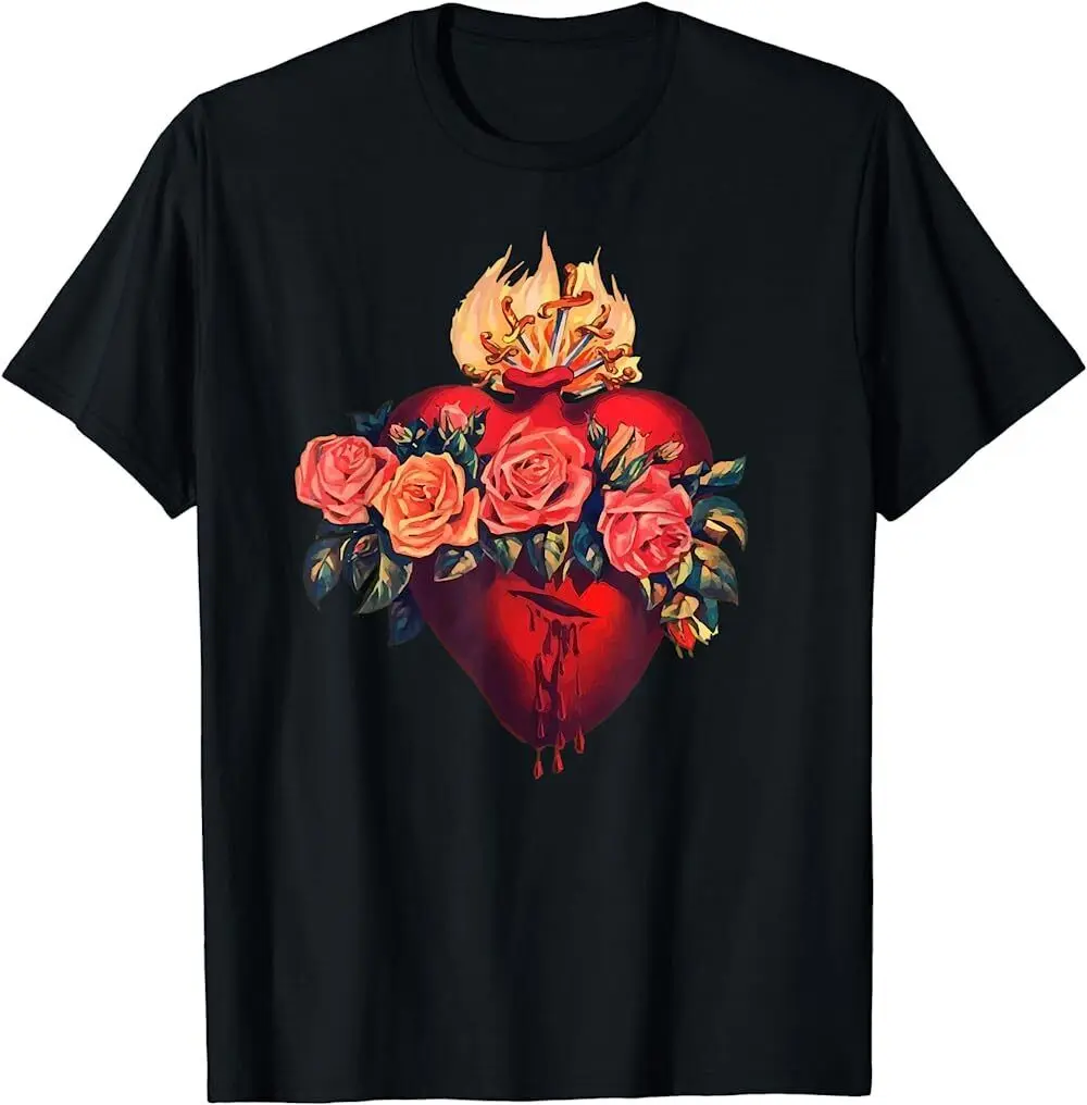 Imma culate Heart 0f Mary Vintage Blessed Catholic Sorrows Religious Art T-Shirt