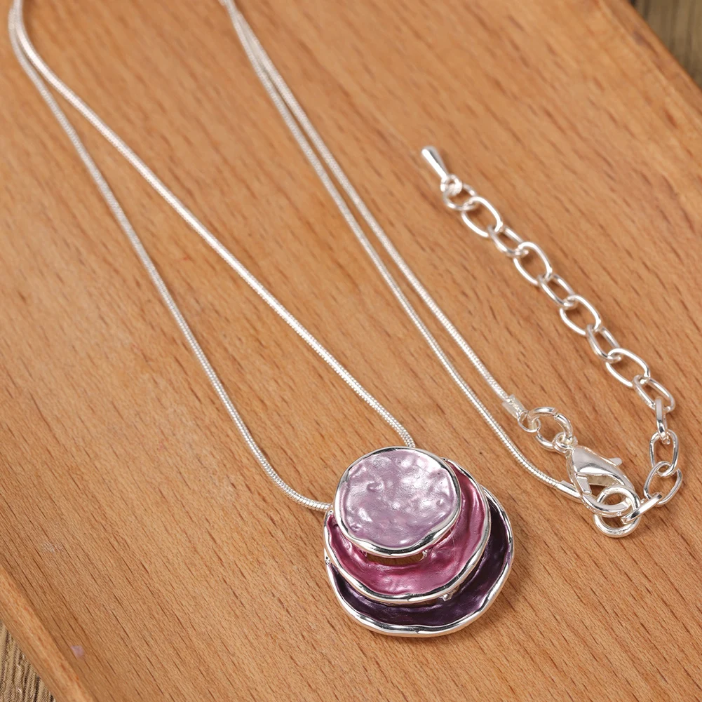 Cring Coco Thin Coating Pendant Necklace Round Three Layer Color Zinc Alloy Necklace Mother\'s Day Popular Jewelry for Women 2024