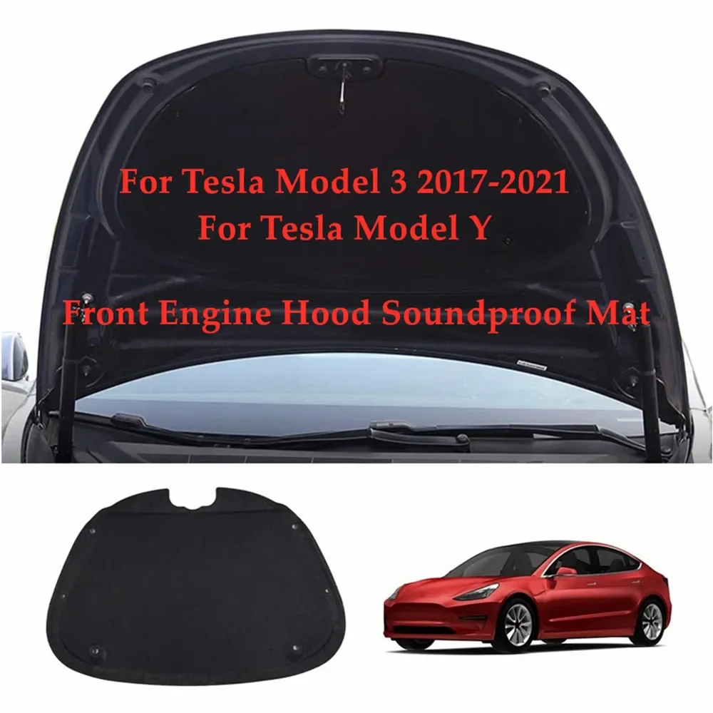 2Pcs Front Wheel Sound Deadening Mats for Tesla Model 3 Y Trunk Hood Soundproof Protective Pad Audio Noise Insulation Dampening