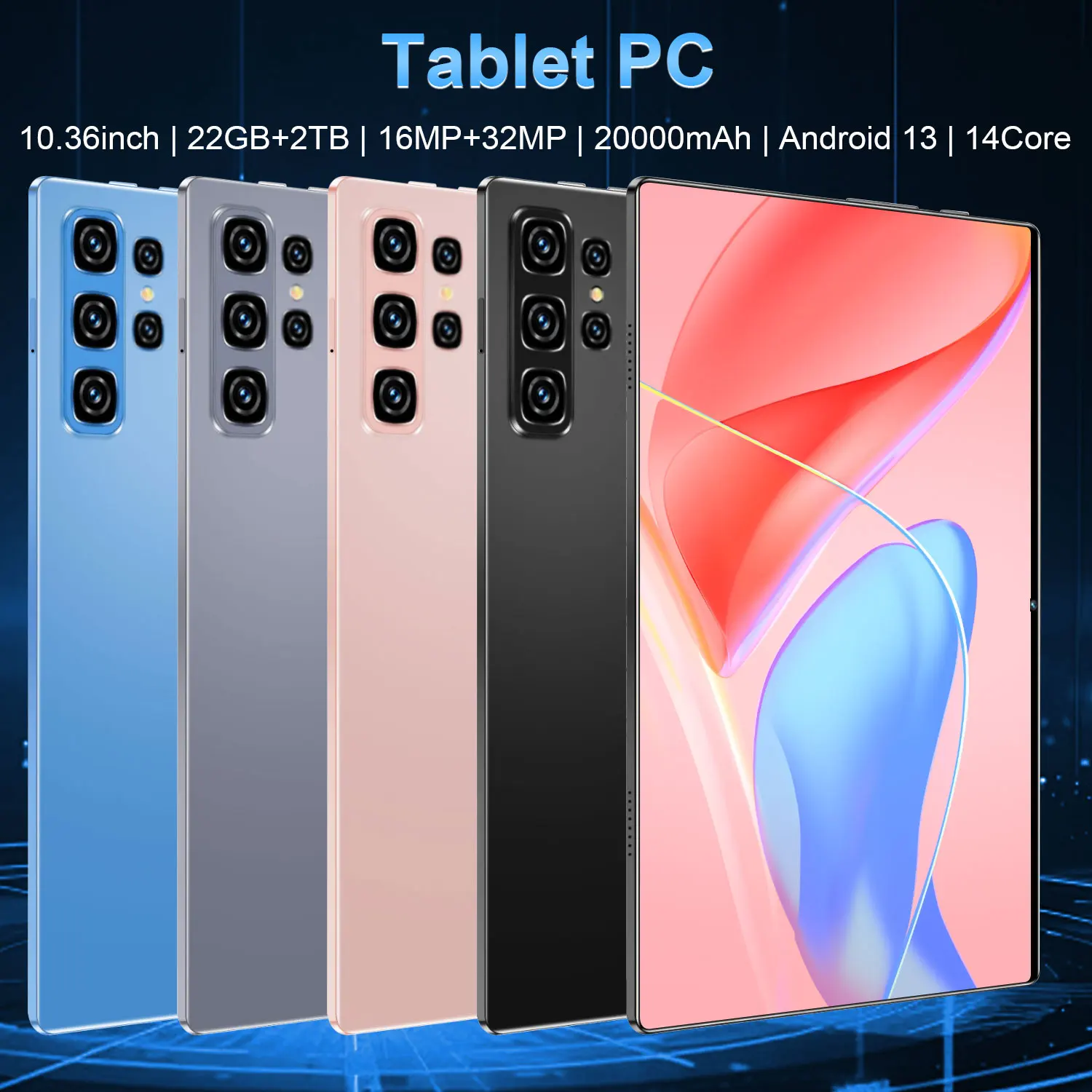 2025 แท็บเล็ต Android 20000mAh 10.36 นิ้ว Global Version 22GB + 2TB เครือข่ายใหม่ 14 Core Android 13.0 แท็บเล็ต Wifi