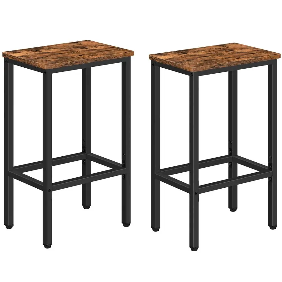 

Stools, Set of 2 Bar Chairs, Kitchen Breakfast Bar Stools with Footrest, 25.8 Dining Stools, Rectangular Industrial Customizable
