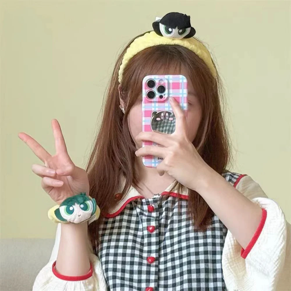 حقيقية Powerpuff الفتيات أفخم عقال لطيف زهر Buttercup غطاء الرأس النساء غسل الوجه الجمال الكرتون هيرباند فتاة هدية