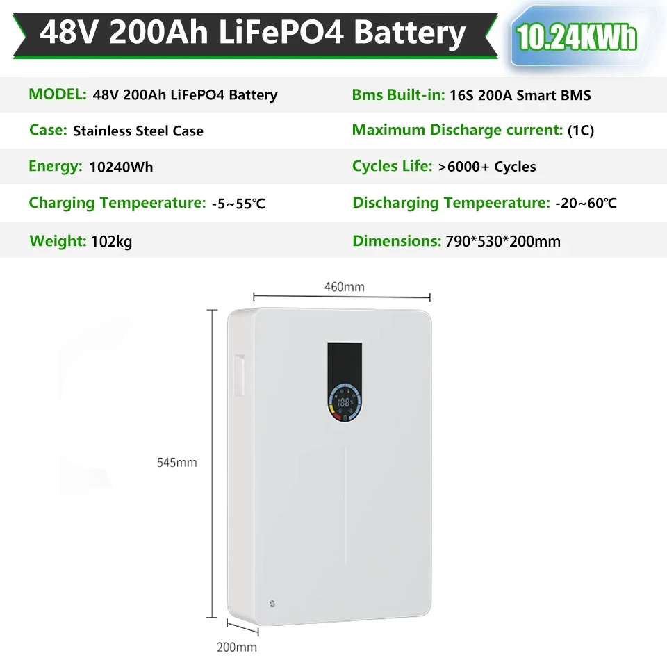 Solar Battery Store for House 48v 51.2v 100ah 200ah Lifepo4 Lithium Ion Batteries Solar Panel Battery Setup