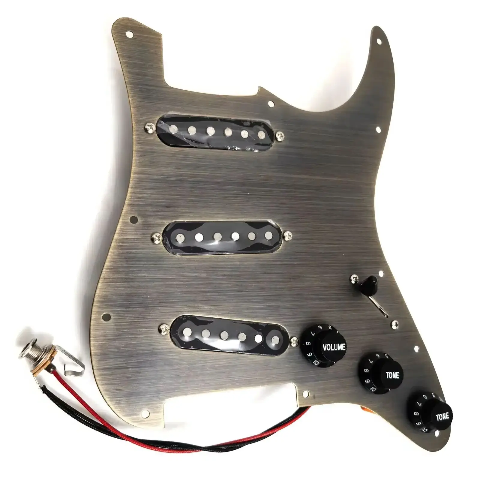 Discount Hot Sale-Bronze Aluminum Alnico SSS Guitar Prewired Loaded Pickguard with 5 Single Coil Pickups for ST Electric Guitars