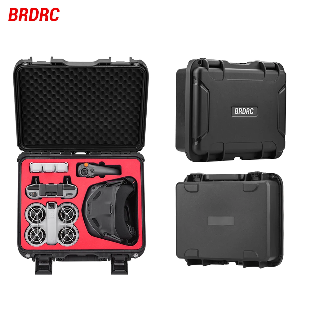 BRDRC IP67 Waterproof Case for DJI NEO Drone Goggles N3 Hard Case Portable Carrying Case Large Capacity Black Protective Shell