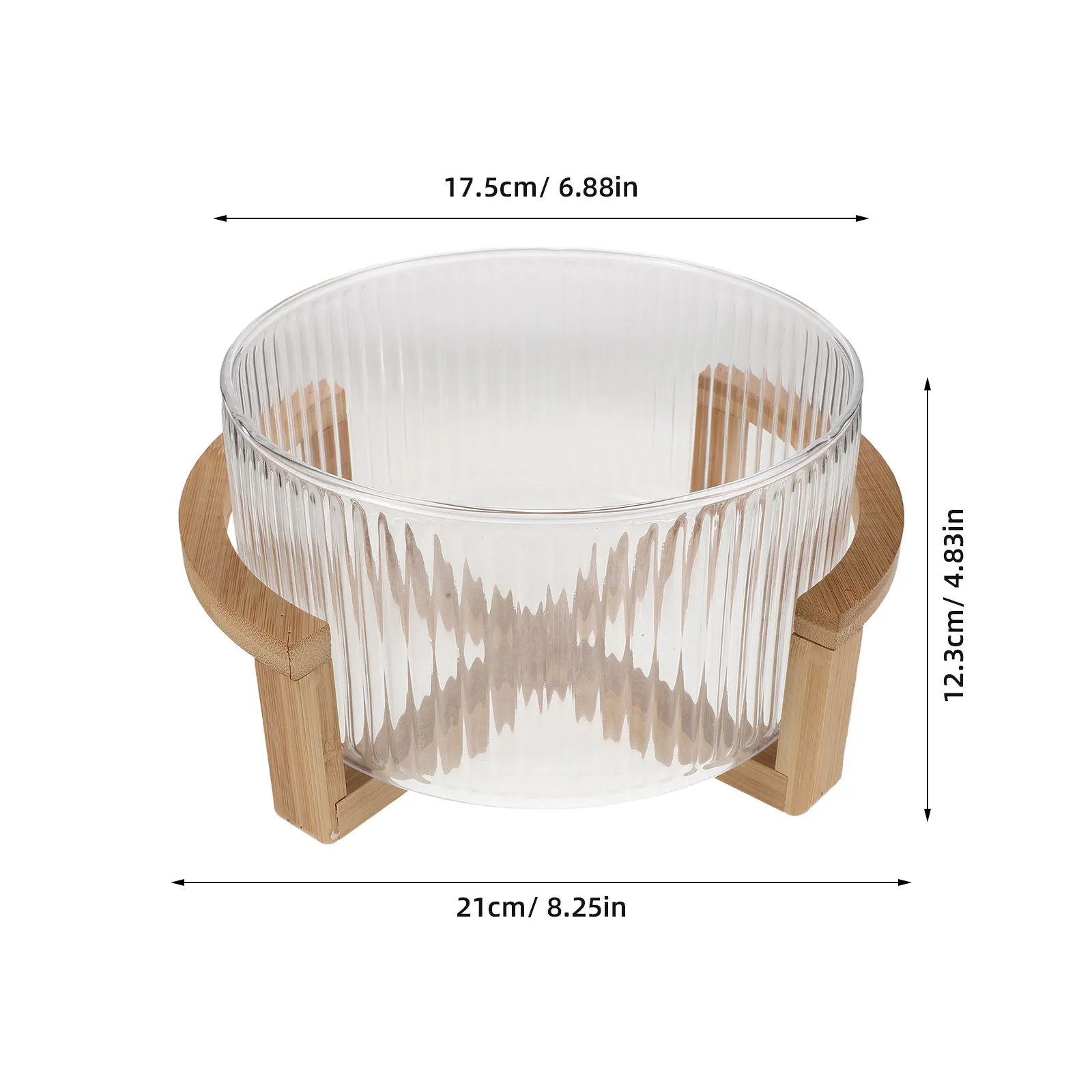 Glass Salad Bowl 1.8L Vertical Striped Clear Fruit Serving Bowl Large Capacity Decorative Centerpiece Dish for Dining Table view 6