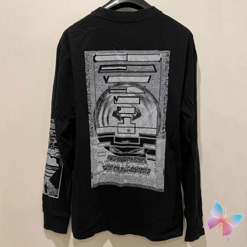 Inverted Triangle Stripe Abstract Circuit Board Print CAVEMPT Long Sleeve T-shirt Unisex Round Neck Pullovr Men Women CE Tops