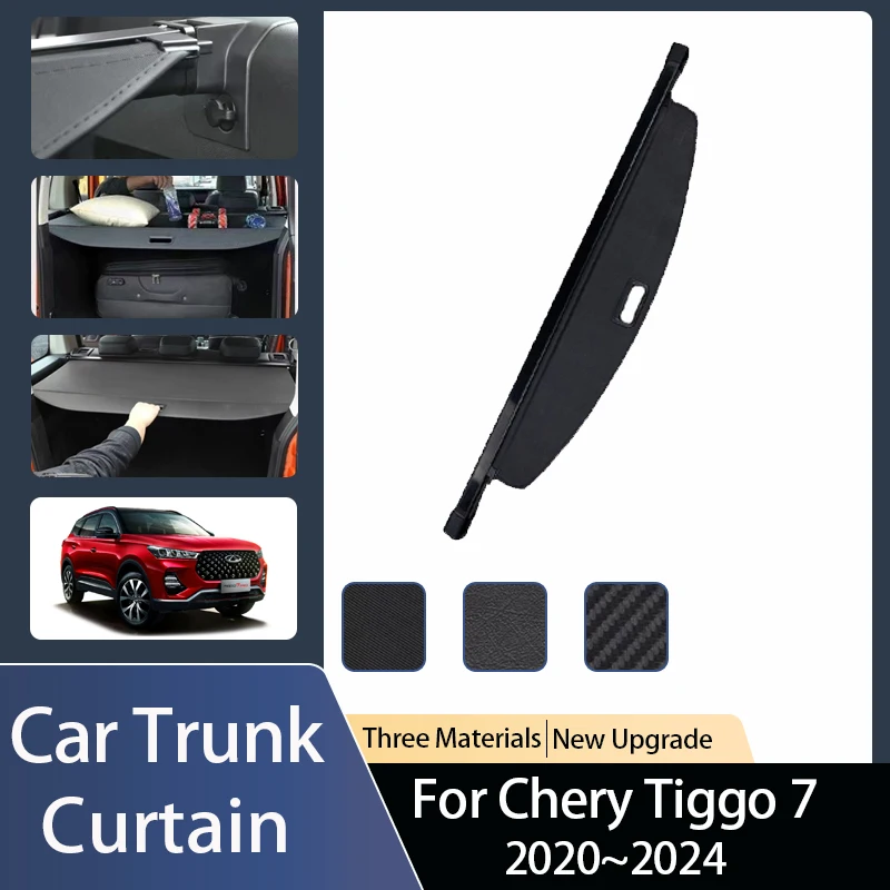 Car Rear Trunk Curtain Cover For Chirey Chery Tiggo 7 Pro 2020~2024 Retractable Luggage Rack Partition Shelters Auto Accessories