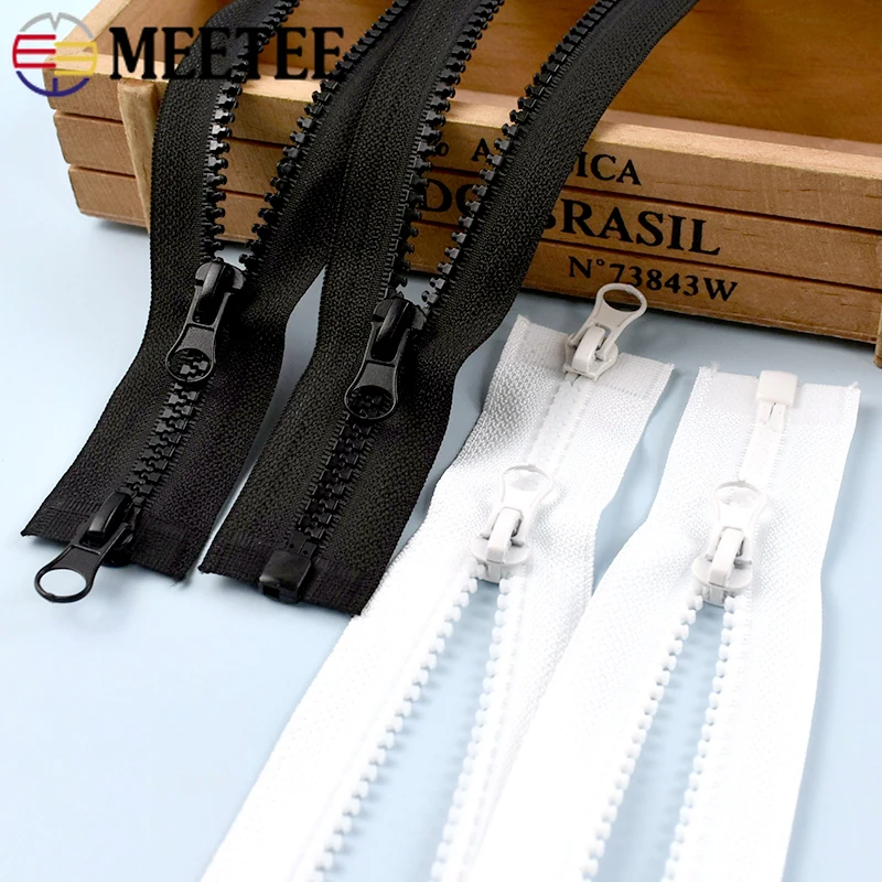 

2Pcs 60-300cm 5# 8# Resin Zippers with Single/Double Sliders Open-End Zips for Jacket Luggage Zipper Repair Kit DIY Accessories