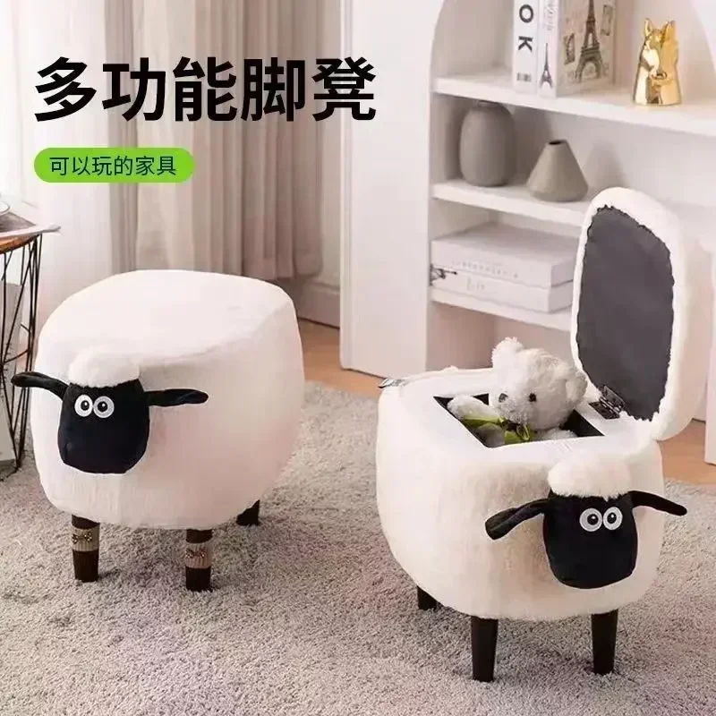 Shoe changing stool Door low stool Household makeup stool Storage footstool Sitting cute bedroom pedal cartoon