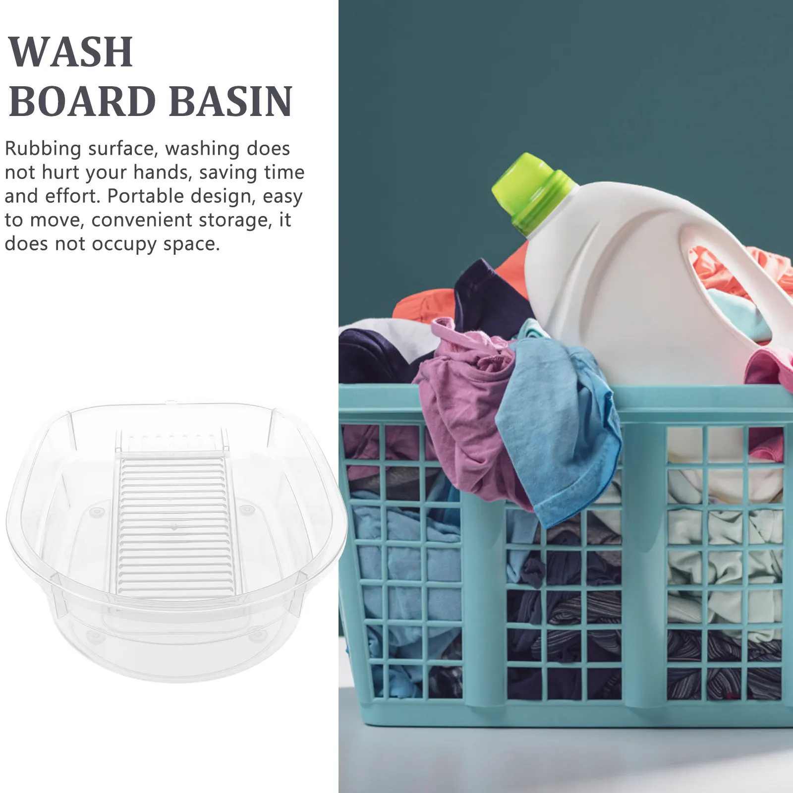 

Wash Basin With Washboard Plastic Baby Clothes Laundry Tub For Home Dormitory Multi-Functional Hand Washing Basin