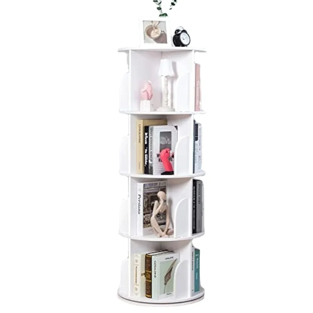 

Rotating Bookshelf, 4 Tier 360 Rotating Bookshelf, Corner Wood Bookshelf Organizer, Floor Standing Revolving Bookcase Rack