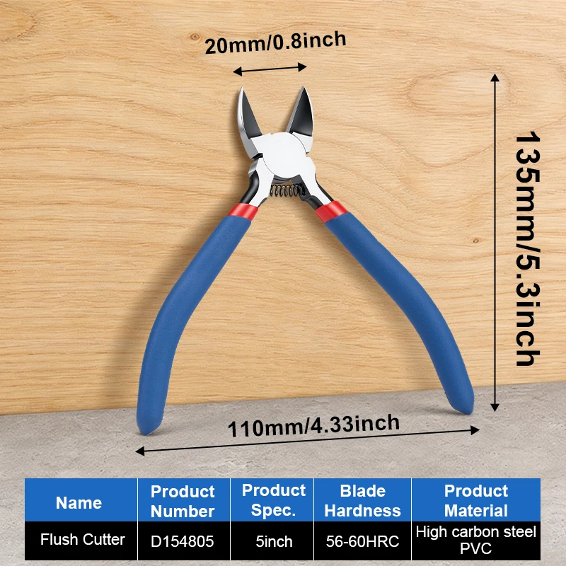 5/6/7 inch diagonale tangenset, gemaakt van koolstofstaal en CR-V-staal, met antislip handvat, veermechanisme, geschikt voor werkplaats en onderhoud, verkrijgbaar in verschillende maten,