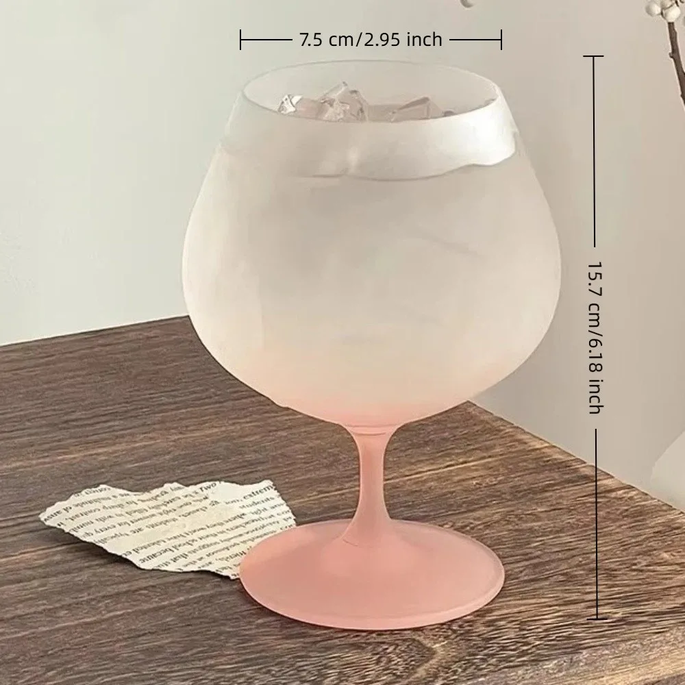 Highball Glass Gradient Color High Footed Glass French Style Transparent Juice Cup Frosted Red Wine Glass Gift Giving