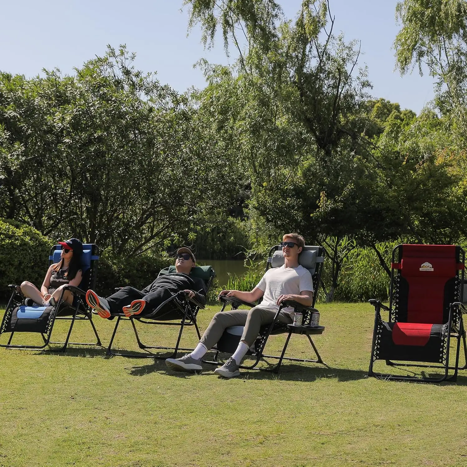 كرسي صالة مبطن كبير الحجم بدون جاذبية، كراسي قابلة للطي مضادة للجاذبية، كرسي عشب قابل للطي يدعم 350 رطلًا #2