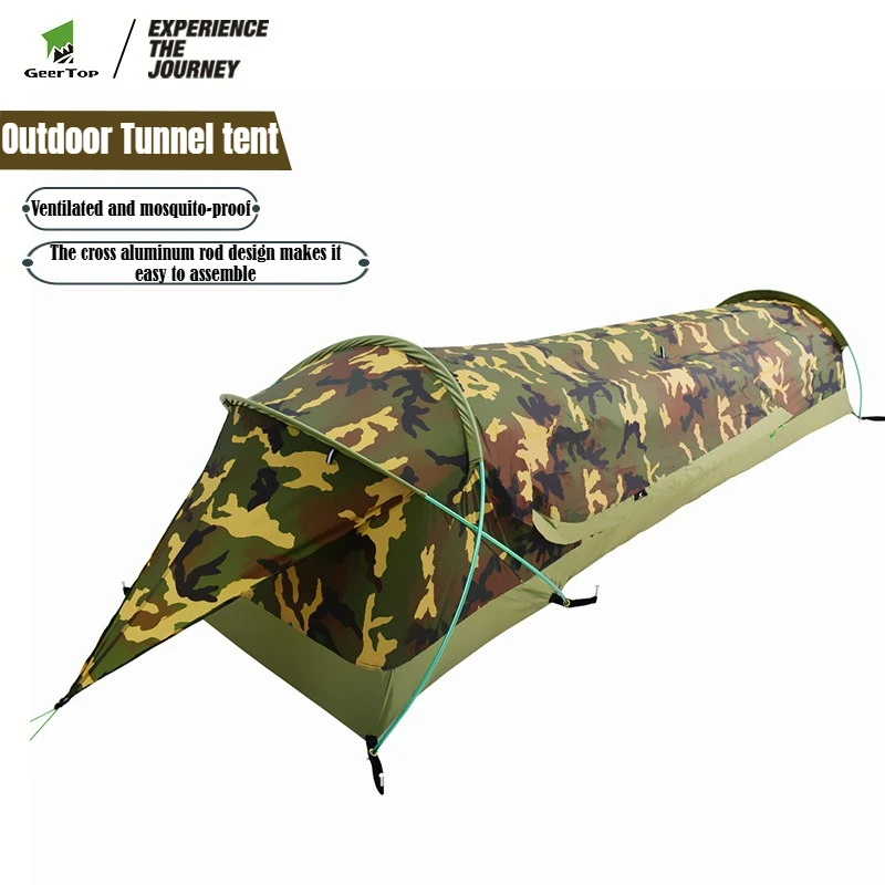 

Thickened Single Tent Outdoor Camouflage Tunnel Tent Mountaineering Hiking Windproof Ultralight Portable Waterproof Camping Tent