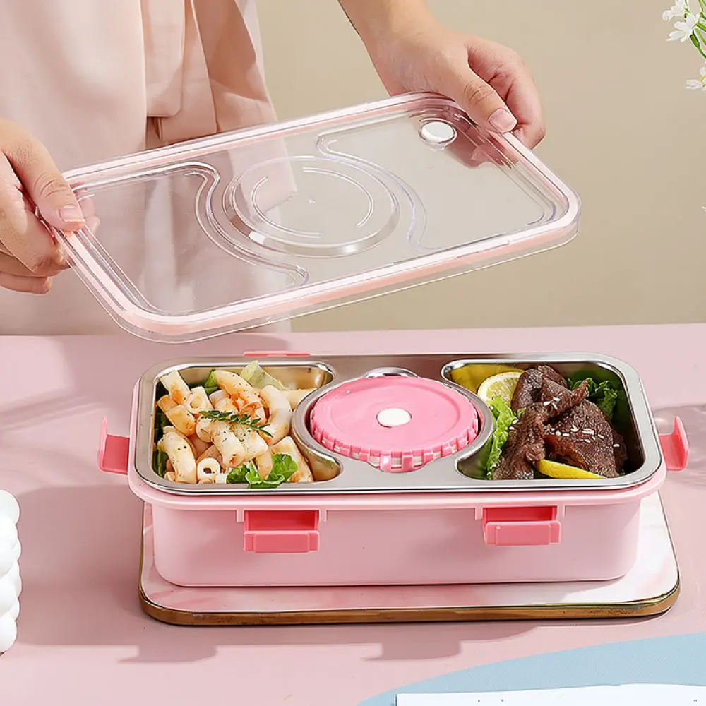 Portable Stainless Steel Bento Box For Lisheng Food Storage Container Four Section Lunch Box Thermal Insulation Meal Prep