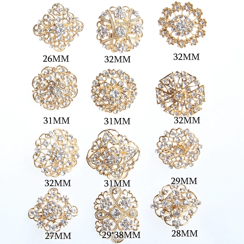 Plated Crystal Safety Pins Badge Brooch Pins For Women Wedding Bridal Shirt Denim Jacket Lapel Brooches Pin For Party Bouquet