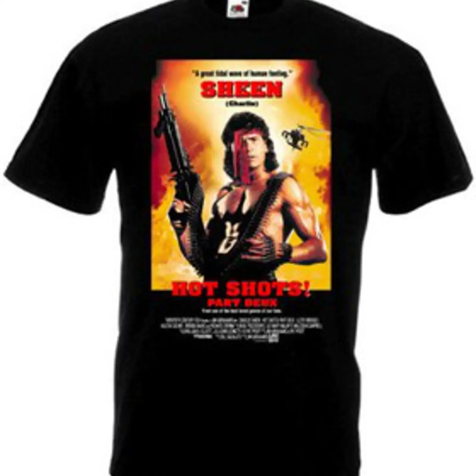 Camiseta negra con póster de película Hot Shots 2 ver 1 todas las tallas vintage Washed homme graphic Stylish Comfortable